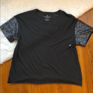 AEO sequin sleeve Tee